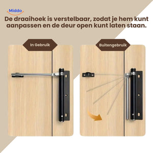 Door closer with adjustable opening angle feature for custom settings.