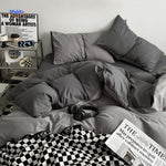 All-season bedding set in dark blue and light blue color palette