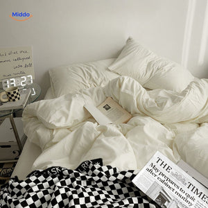 Stylish dorm bedding set featuring yellow and cream color combo