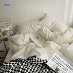 Stylish dorm bedding set featuring yellow and cream color combo