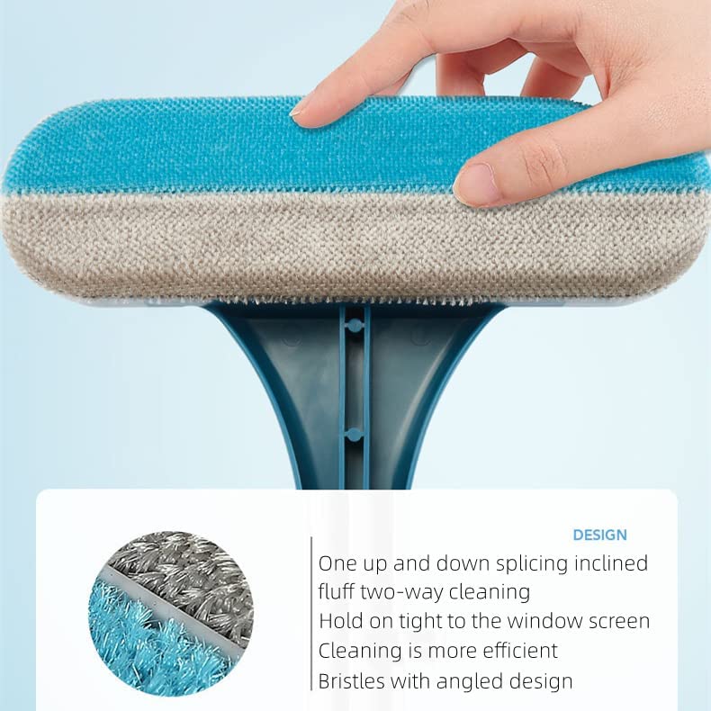 Pet hair removal brush featuring dual brush head design for efficient cleaning power.