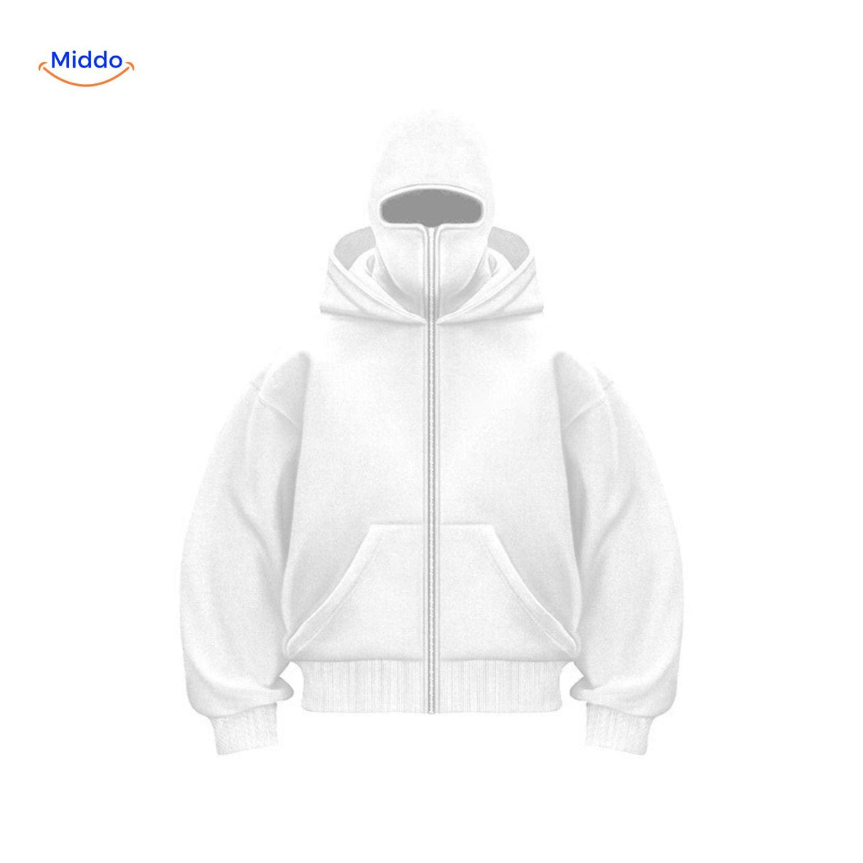 White double-hood cotton hoodie with embroidered logo on front.