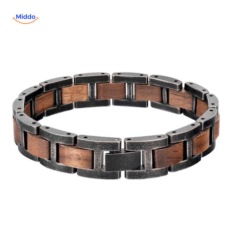 Detailed close-up of double wooden links showing quality craftsmanship.