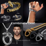 Viking dragon bracelet and necklace combo set displayed together as a complete matched jewelry set.