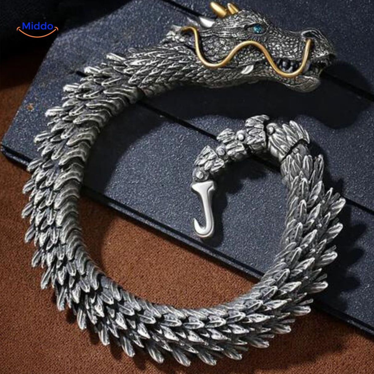 Dragon bone bracelet curved and ready to wear in rolled position.
