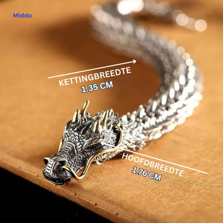 Dragon head bracelet on dark pottery background with dramatic lighting and appeal.