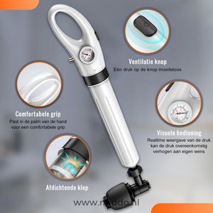 Comfortable grip handles on drain blaster for secure and easy operation during use