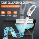 Air pressure drain cleaner in action clearing drain clogs from toilet, sink, and bathtub