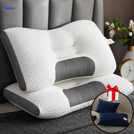 DreamGuard Pro honeycomb pillow with 2 free pillowcases – Dark Blue