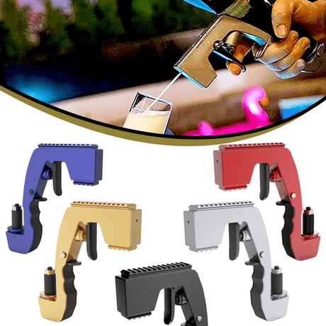 Beergun drink gun available in purple gold black gray red