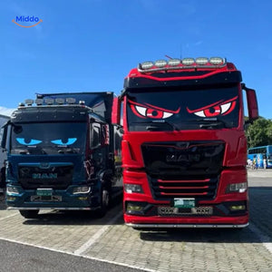 Dual DriveFlex LED displays showing unique lighting effects on trucks.
