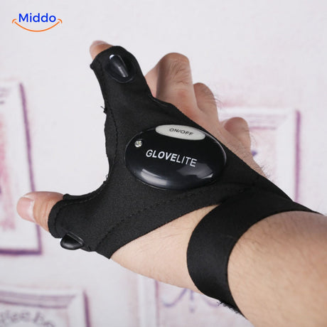 Dual LED gloves with visible light output for safe night visibility.