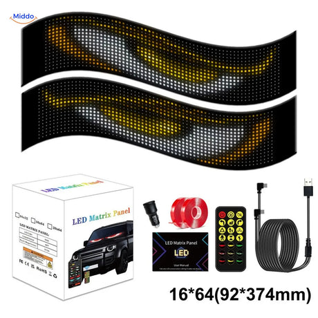 DriveFlex dual 16x64 LED matrix panels specifications and dimensions.
