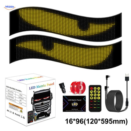 DriveFlex dual 16x96 LED matrix panels specifications and dimensions.