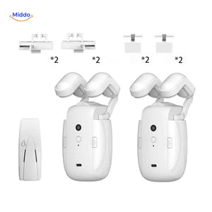 Dual motor set with touch-free remote and rail clips.
