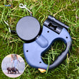 Dual retractable dog leash with anti-slip grip for safe walking control.