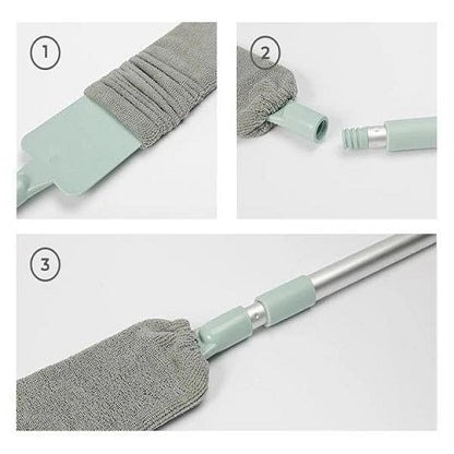 Easy assembly guide for extendable duster and replacement heads.