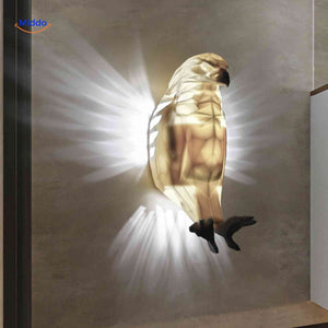 EagleGlow eagle wall lamp side view showing wing profile and light effect.