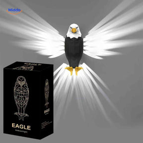 EagleGlow eagle wall lamp with clear LED wings and shadow projection effect.