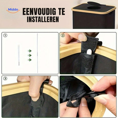EcoBin installation showing simple velcro fastening system.