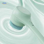 ReachEase electric back brush in mint green color with soft bristles.