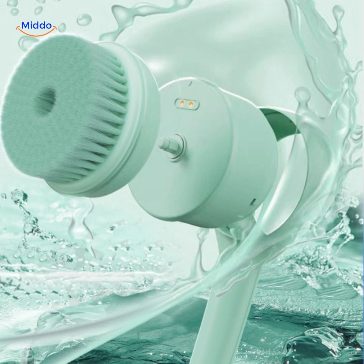 ReachEase electric brush with detachable cleaning head for easy replacement.