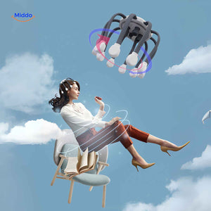 Electric scalp massager in use delivering deep vibrating relaxation to the scalp
