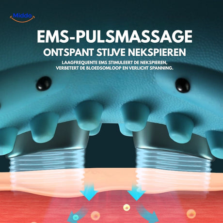 EMS pulse massage technology designed for stiff neck muscle therapy.