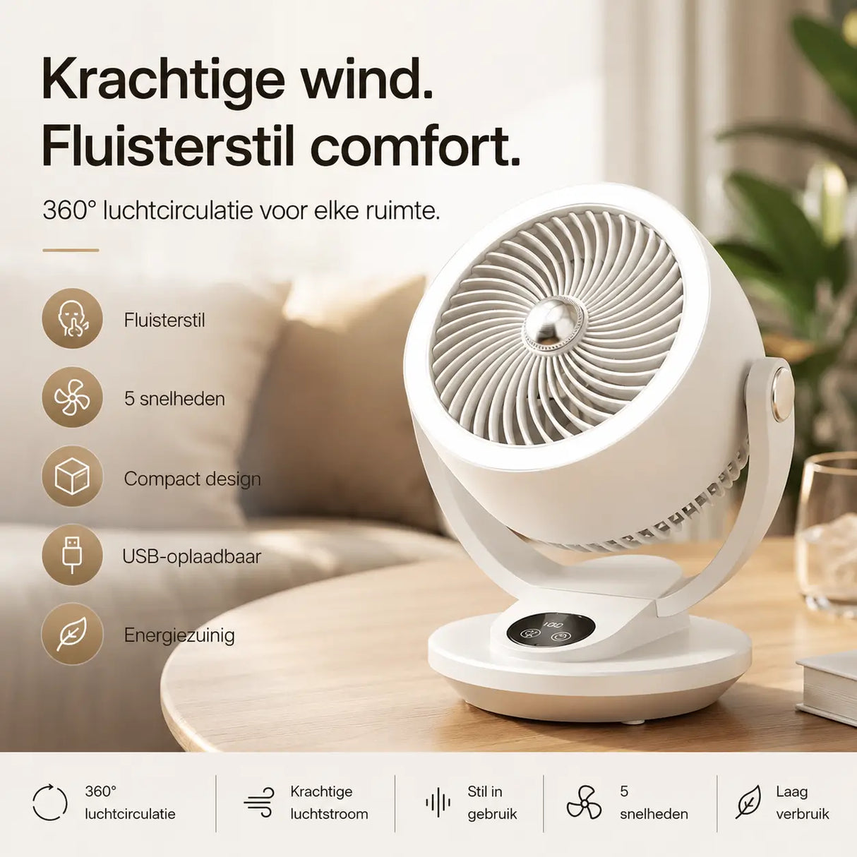 Energy-efficient fan uses only 3W power consumption.