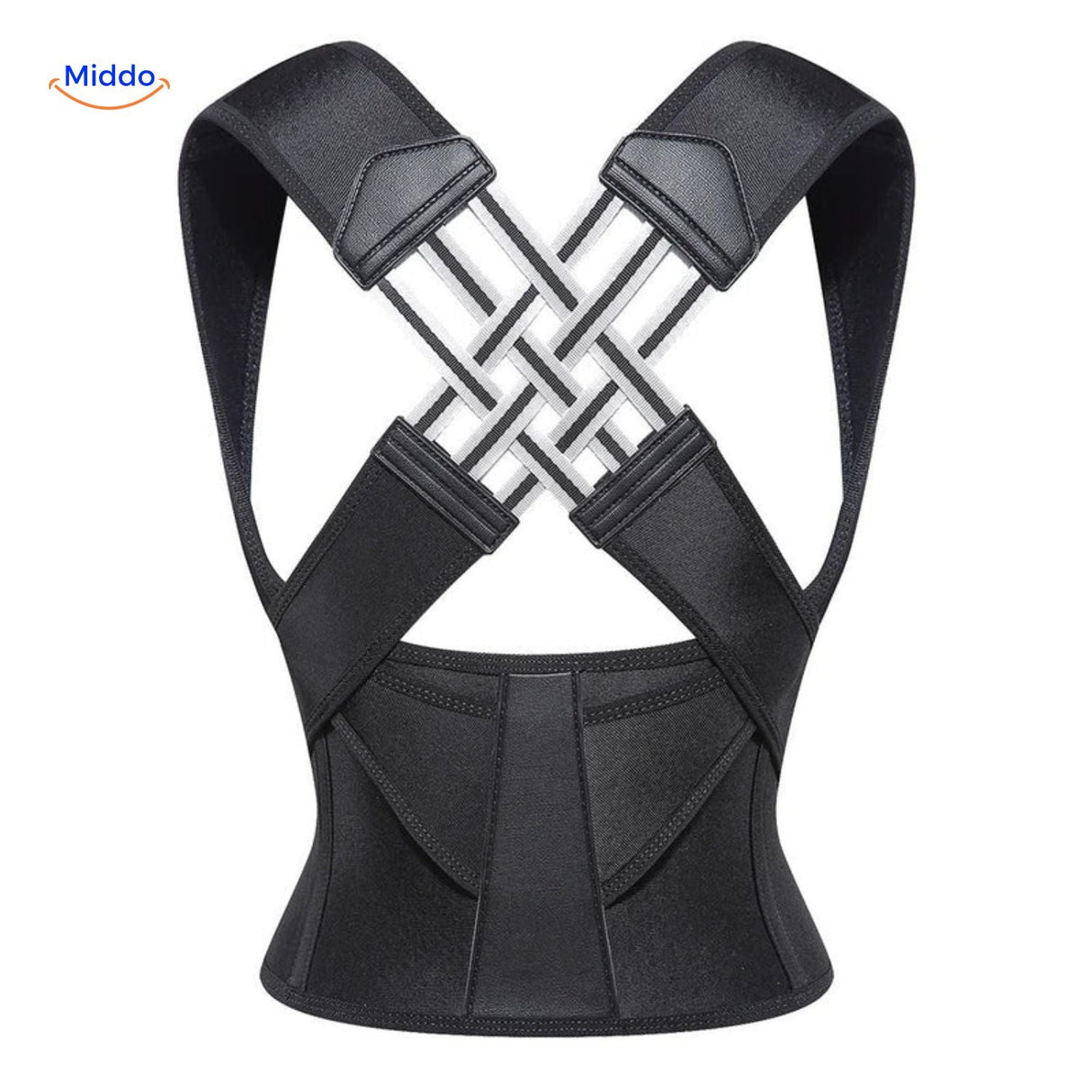 Ergonomic back support brace designed to align the spine and reduce upper and lower back strain.