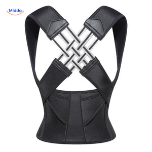 Ergonomic back support brace designed to align the spine and reduce upper and lower back strain.