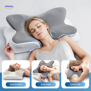 Ergonomic memory foam pillow providing comfortable cervical neck support