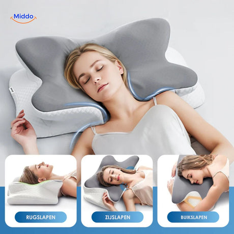 Ergonomic memory foam pillow providing comfortable cervical neck support