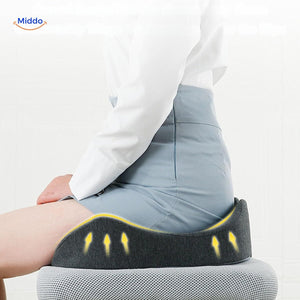 Ergonomic memory foam cushion providing essential back support for seated positions.