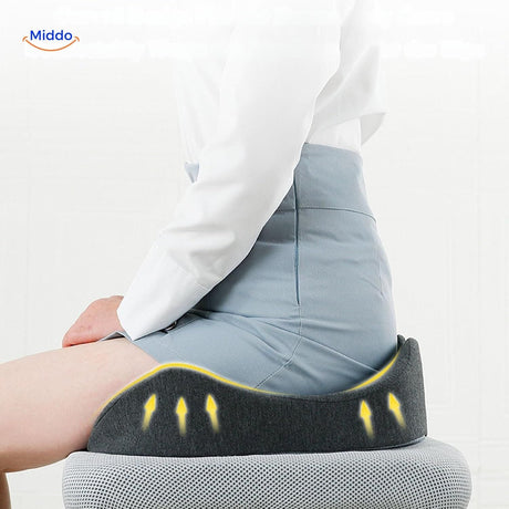 Ergonomic memory foam cushion providing essential back support for seated positions.