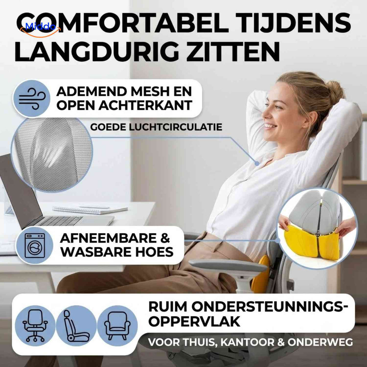 ErgoRest breathable back support cushion with mesh