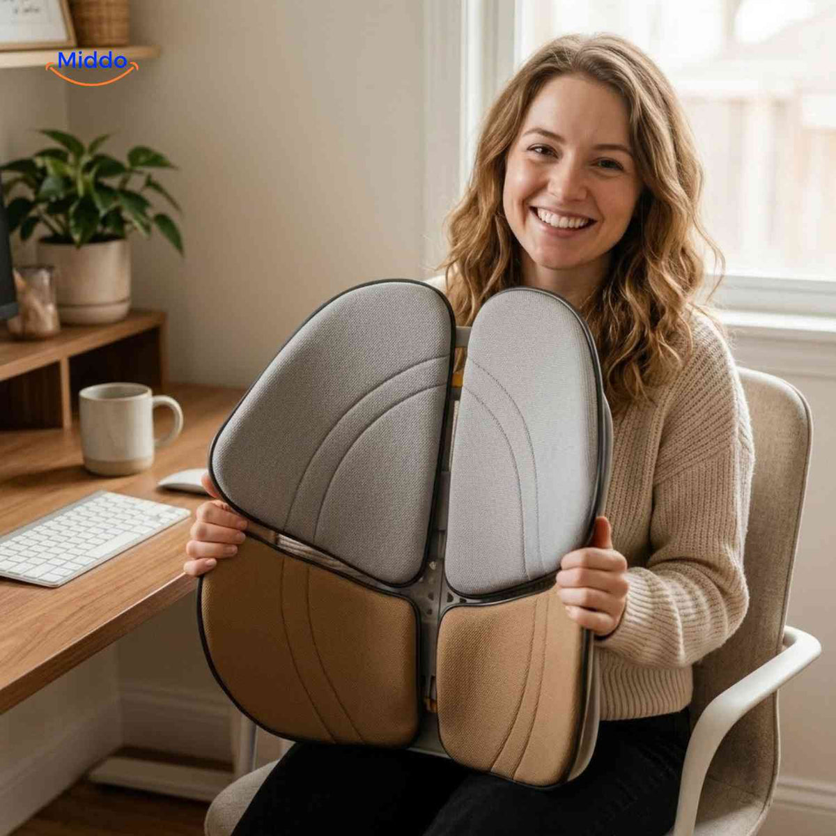 ErgoRest adjustable back support cushion for working from home