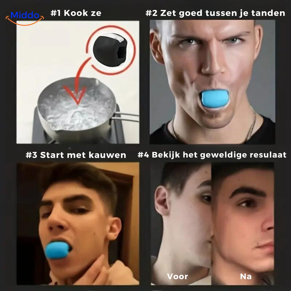 Instructional steps for effective jaw exercise routine to eliminate double chin.