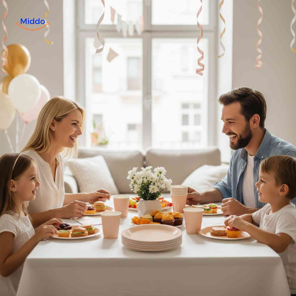 Family party tableware set for gatherings, birthday celebrations, and family dining events.