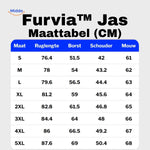 Size chart for the faux fur lined long winter coat showing measurements in cm from S to 5XL.
