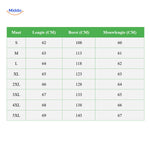 Faux fur coat size chart and measurement guide for proper fit.