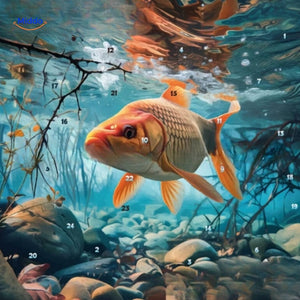 TackleBox advent calendar featuring fisherman artwork and underwater-themed decorative design.