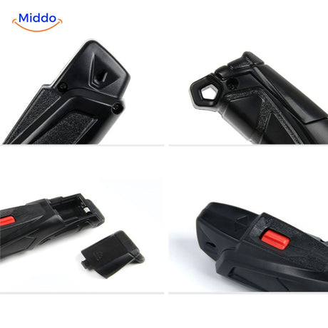 Battery compartment access on the bottom ensures easy power management.