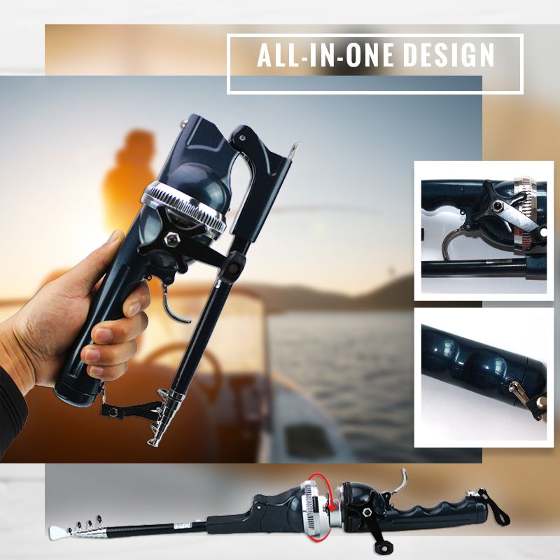 All-in-one telescopic fishing rod kit with everything you need to start fishing.