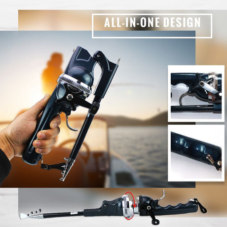 All-in-one telescopic fishing rod kit with everything you need to start fishing.