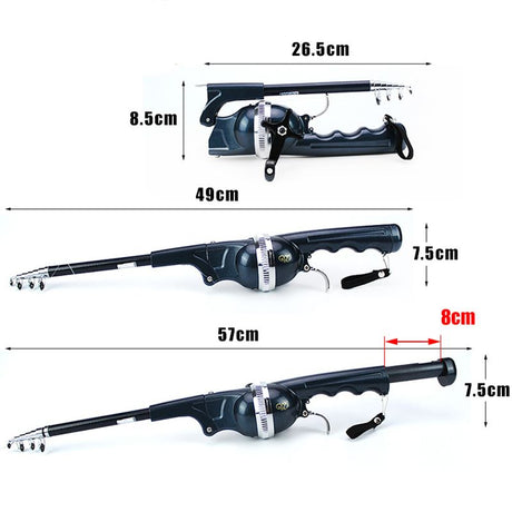 Telescopic fishing rod dimensions and specifications guide for portable convenience.
