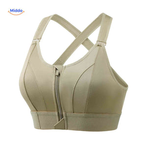 Fitura women's sports bra featuring comfortable zip-front and secure support.