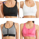 Fitura sports bra collection in multiple colors with zip-front closure options.