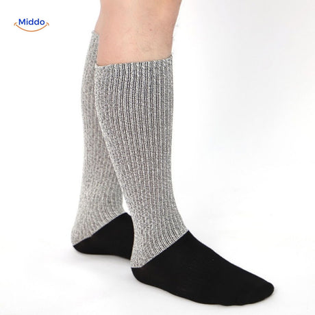 Five-toe socks engineered to protect against puncture wounds and sharp penetration.