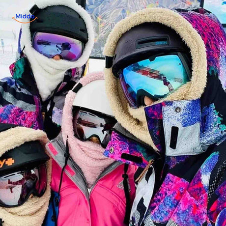 Winter thermo hat shown in snow for skiing and cold weather outdoor activities.